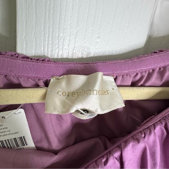 Anthro Corey Lynn Calter Balbina Strapless Mini Dress Ruffle Mauve Small New - Picture 12 of 15